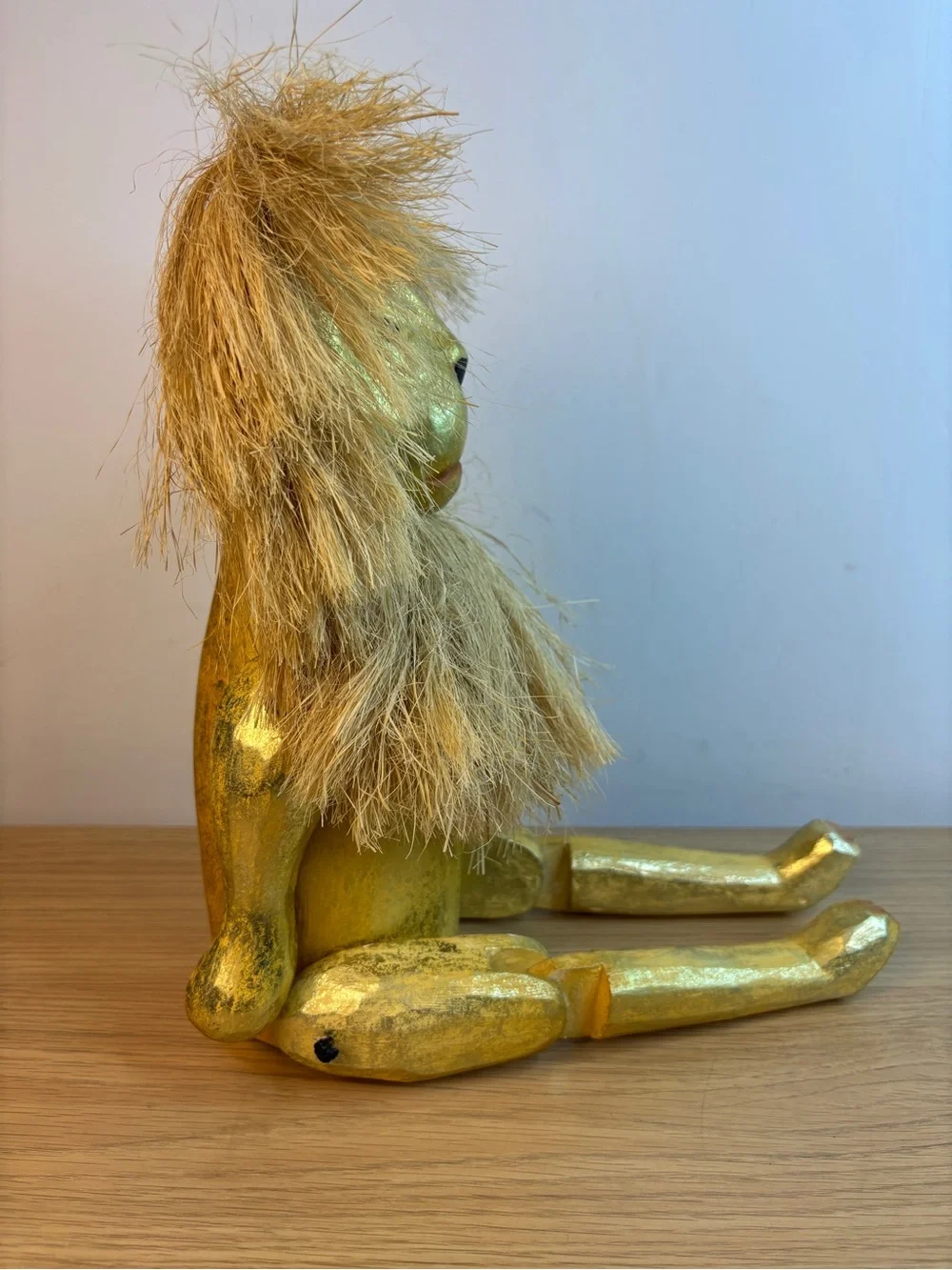 Vintage Pier 1 Imports Jointed Wooden Lion Shelf Sitter